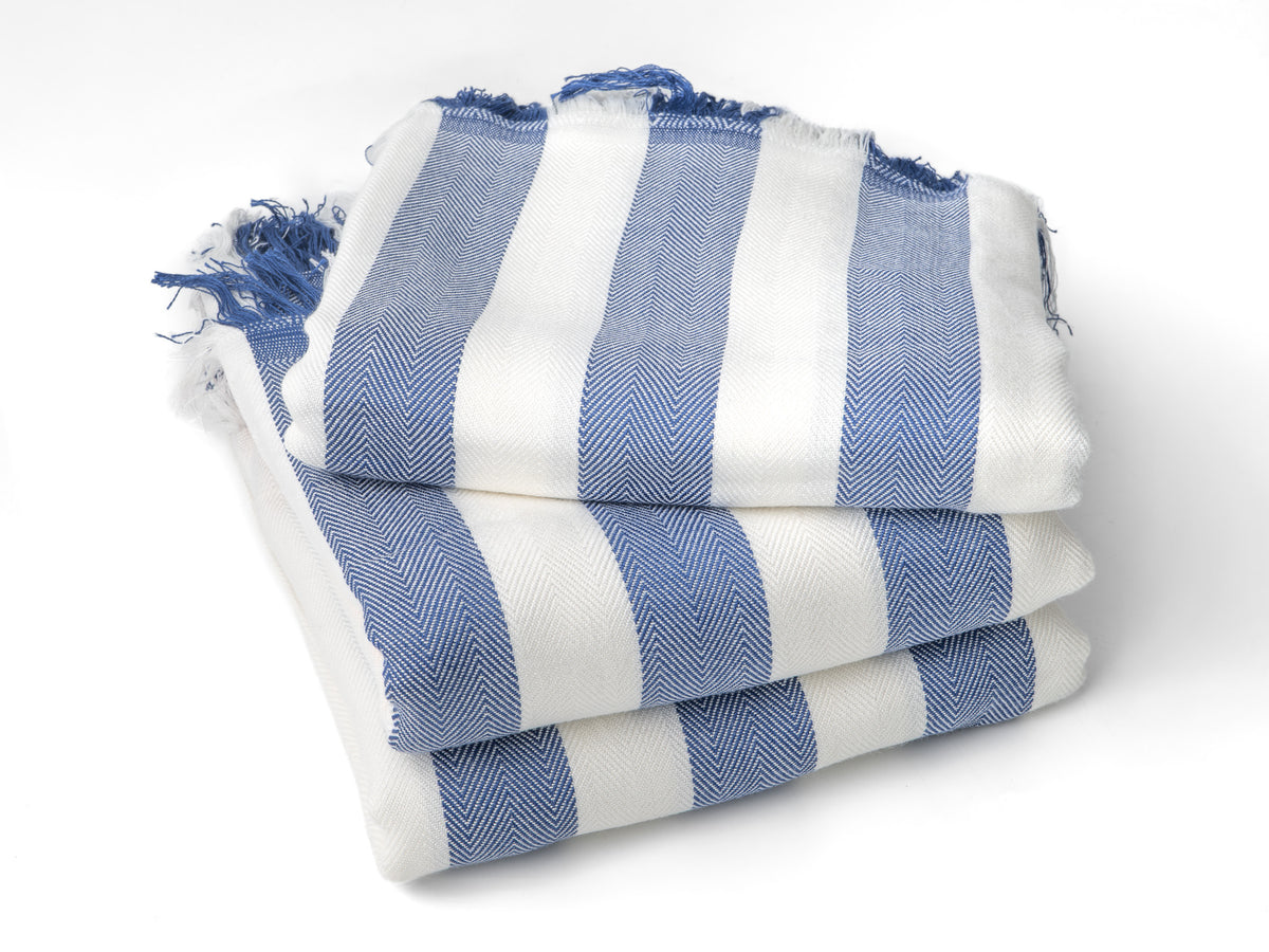 Blue and Green Stripe Bamboo Bath Towel 28 x 58, in Blue