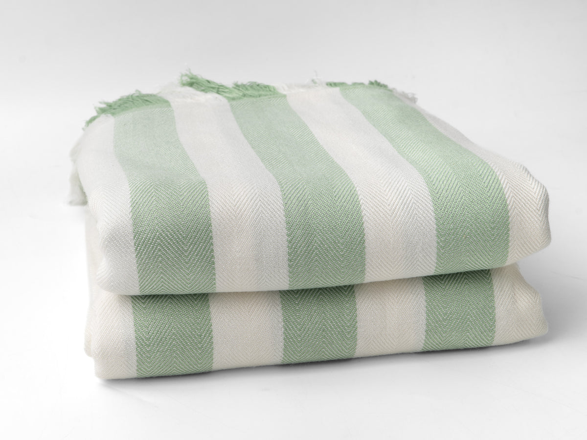 Blue and Green Stripe Bamboo Bath Towel 28 x 58, in Green