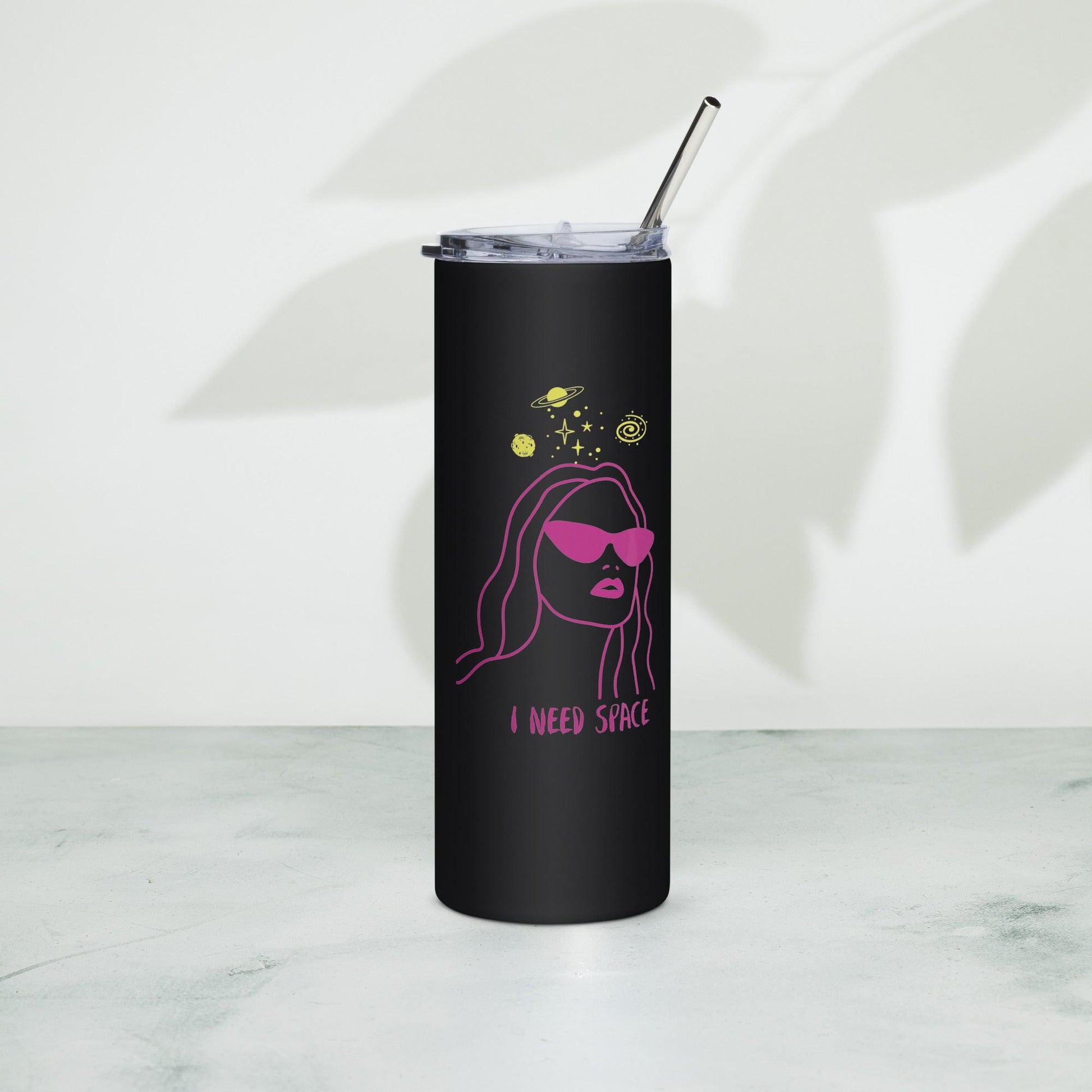 Sip and Space: Unwind in Cosmic Style with Our Stainless Steel Tumbler featuring 'I Need Space' Print
