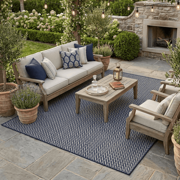East Green Haussmann Chevron Outdoor Area Rug