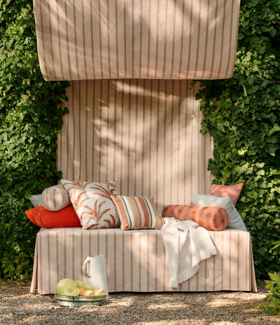 Fabrica Kraft custom cushions styled indoors and outdoors
