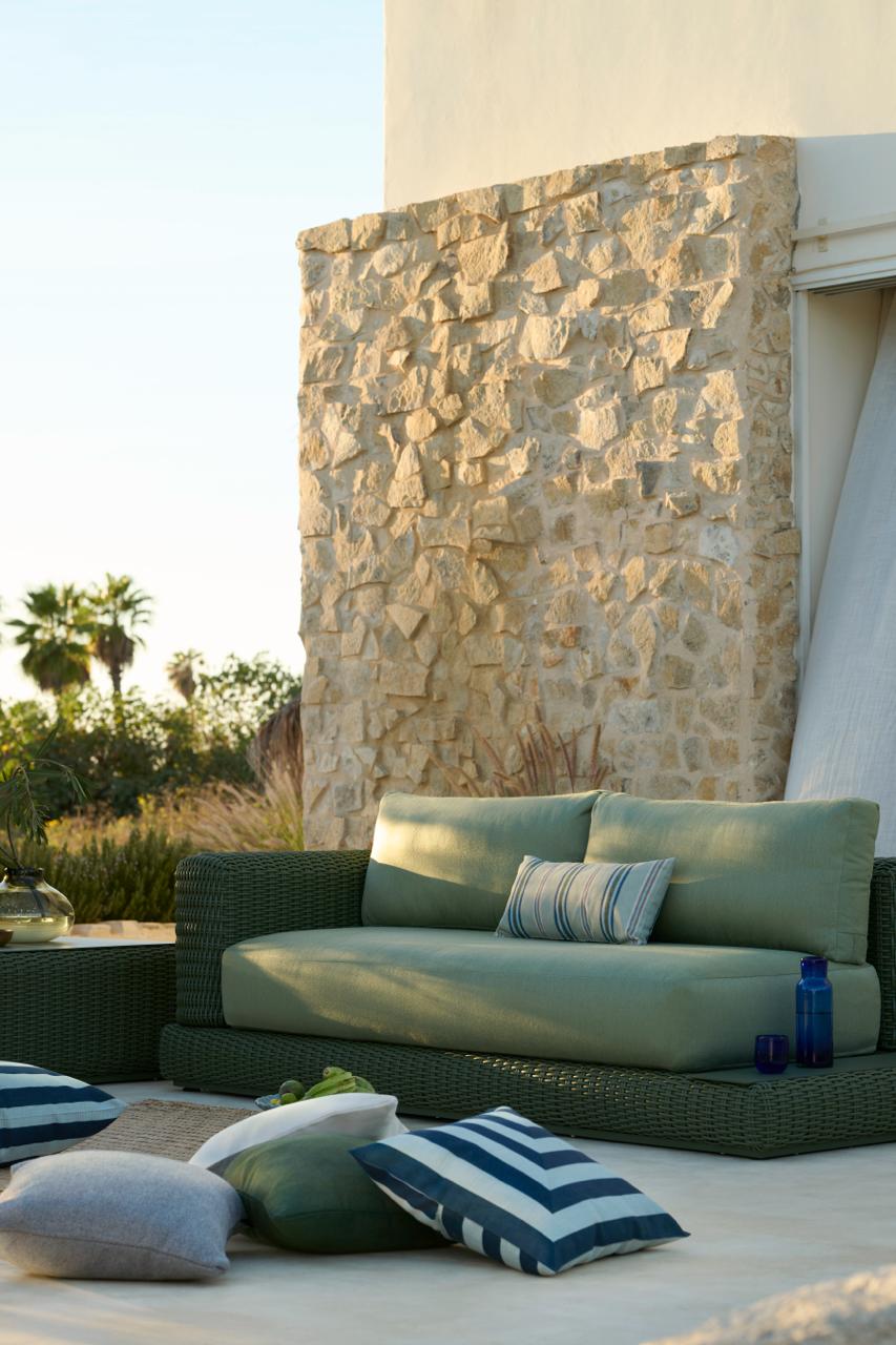 Fabrica Kraft custom cushions styled indoors and outdoors