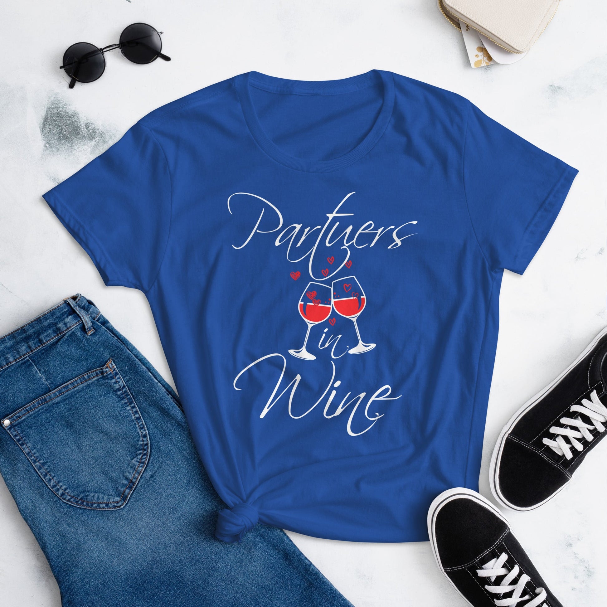 Women's 'Partners in Wine' Tee - Sustainable & Stylish Cotton Shirt
