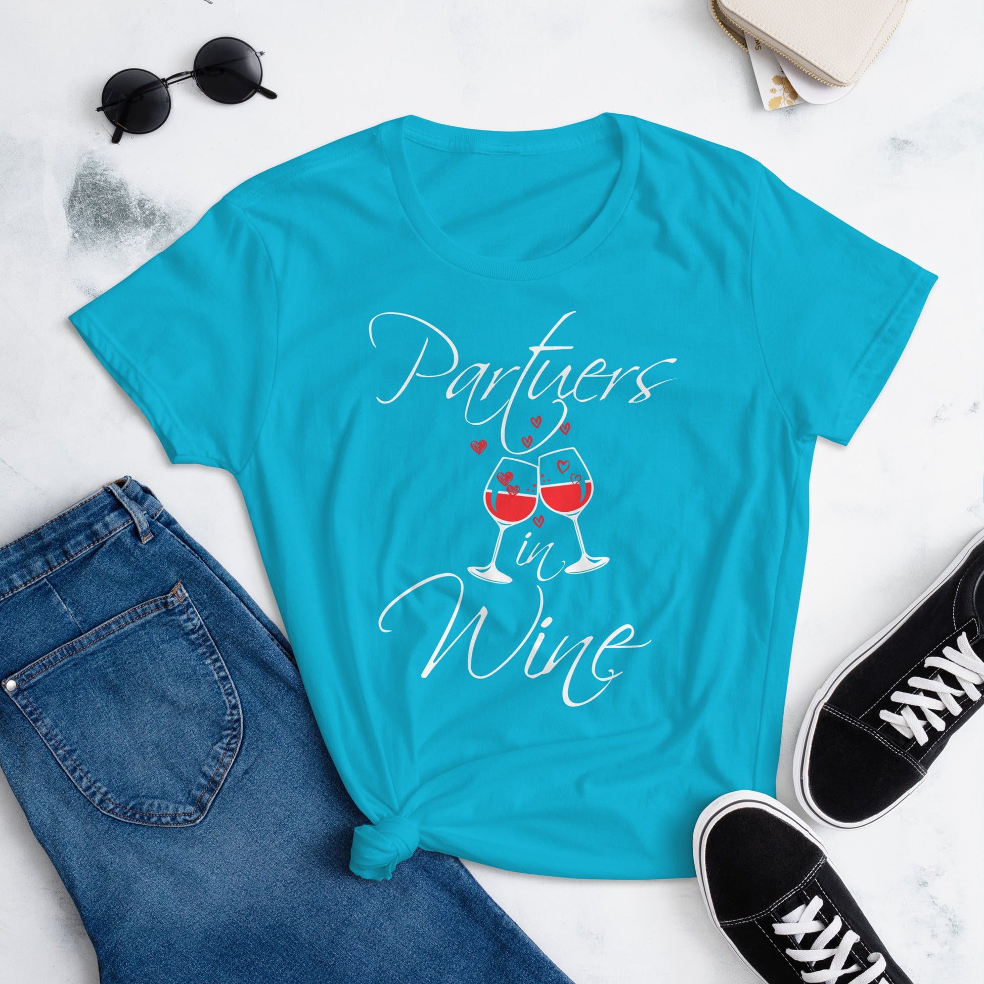 Women's 'Partners in Wine' Tee - Sustainable & Stylish Cotton Shirt