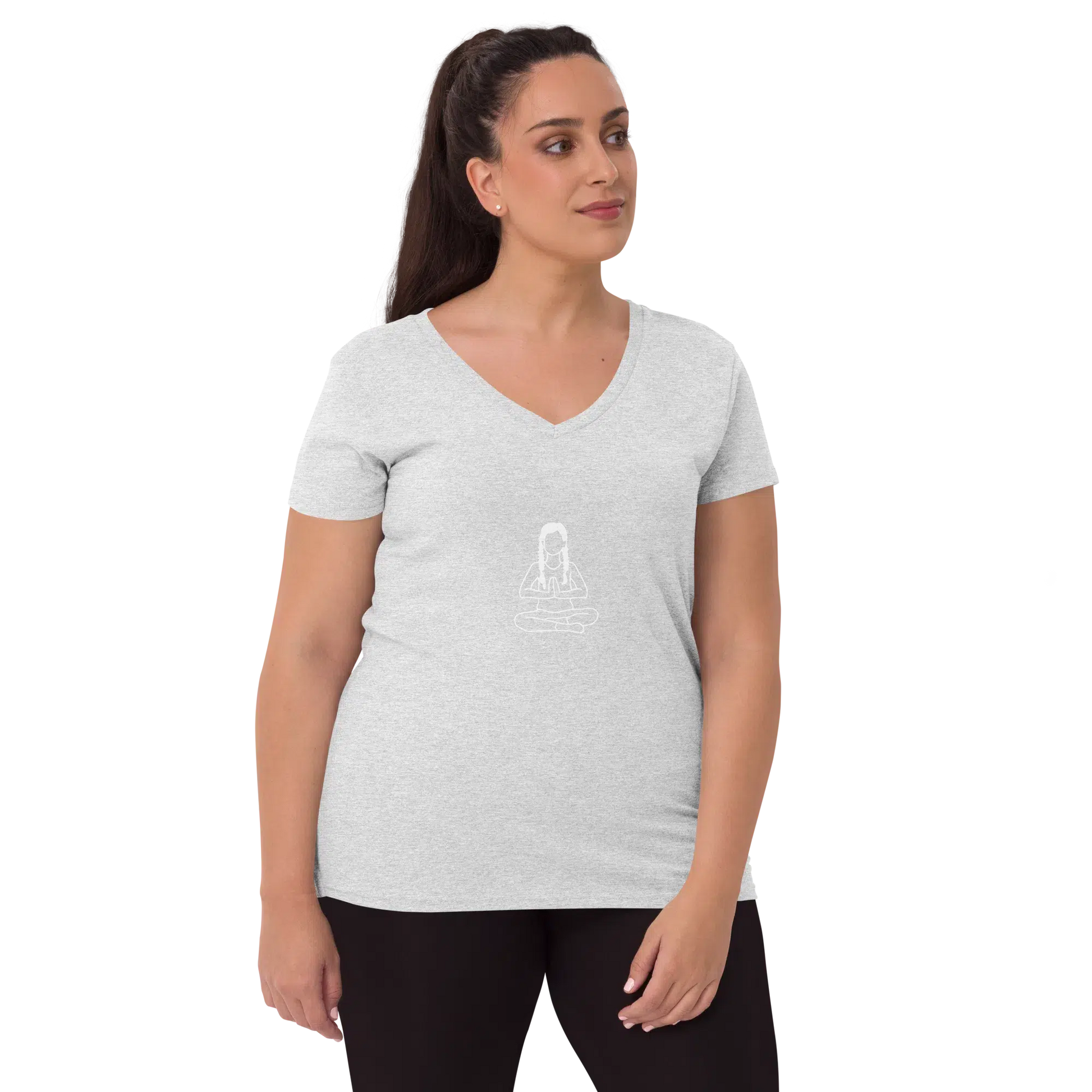 Women’s Recycled V-Neck T-Shirt Featuring Prana asana