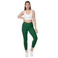 Green Crossover Leggings With Pockets