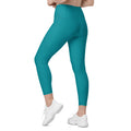 Blue Crossover Leggings With Pockets