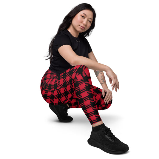 Red Check Leggings With Pockets