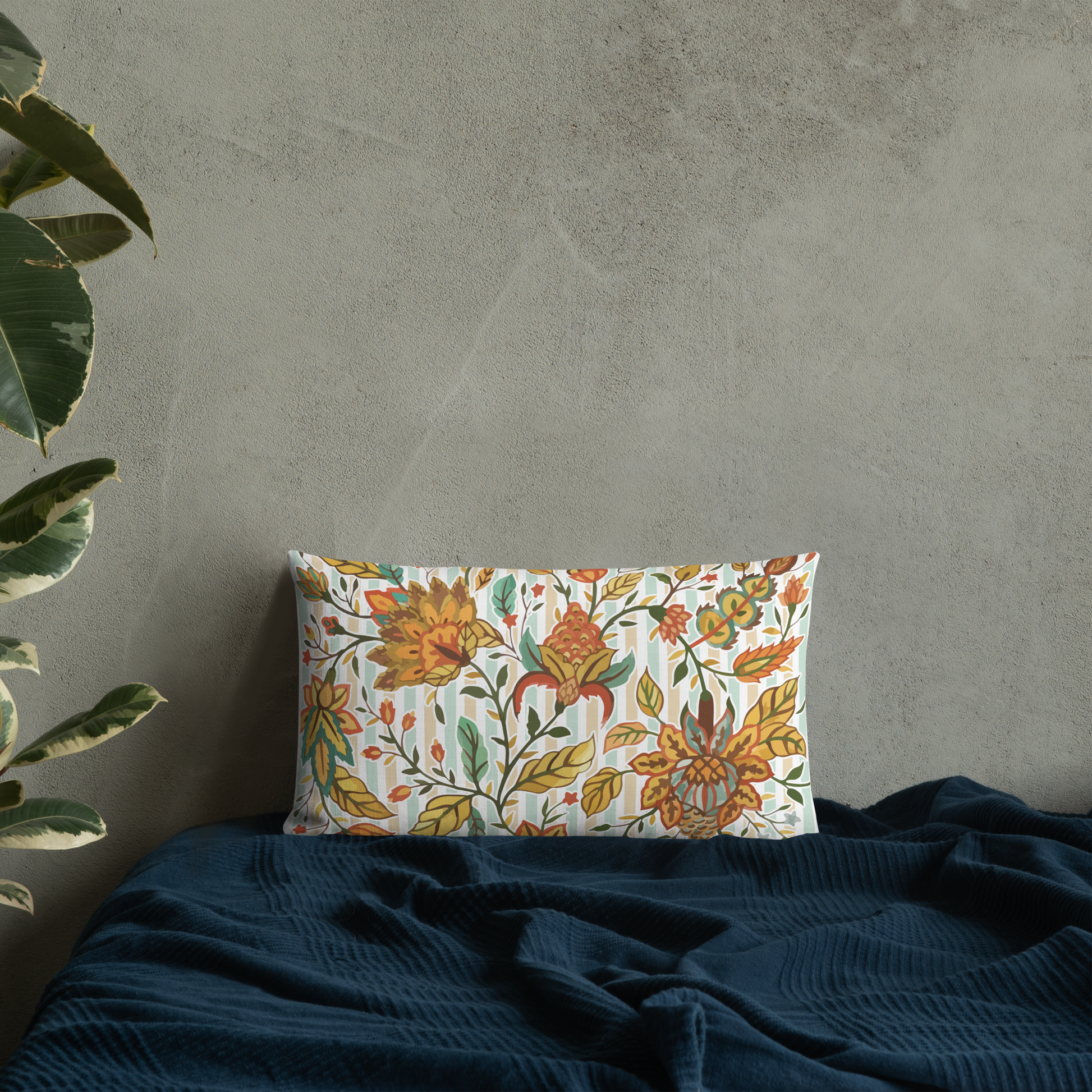 The Jacobean Bloom Stripe Premium Pillow