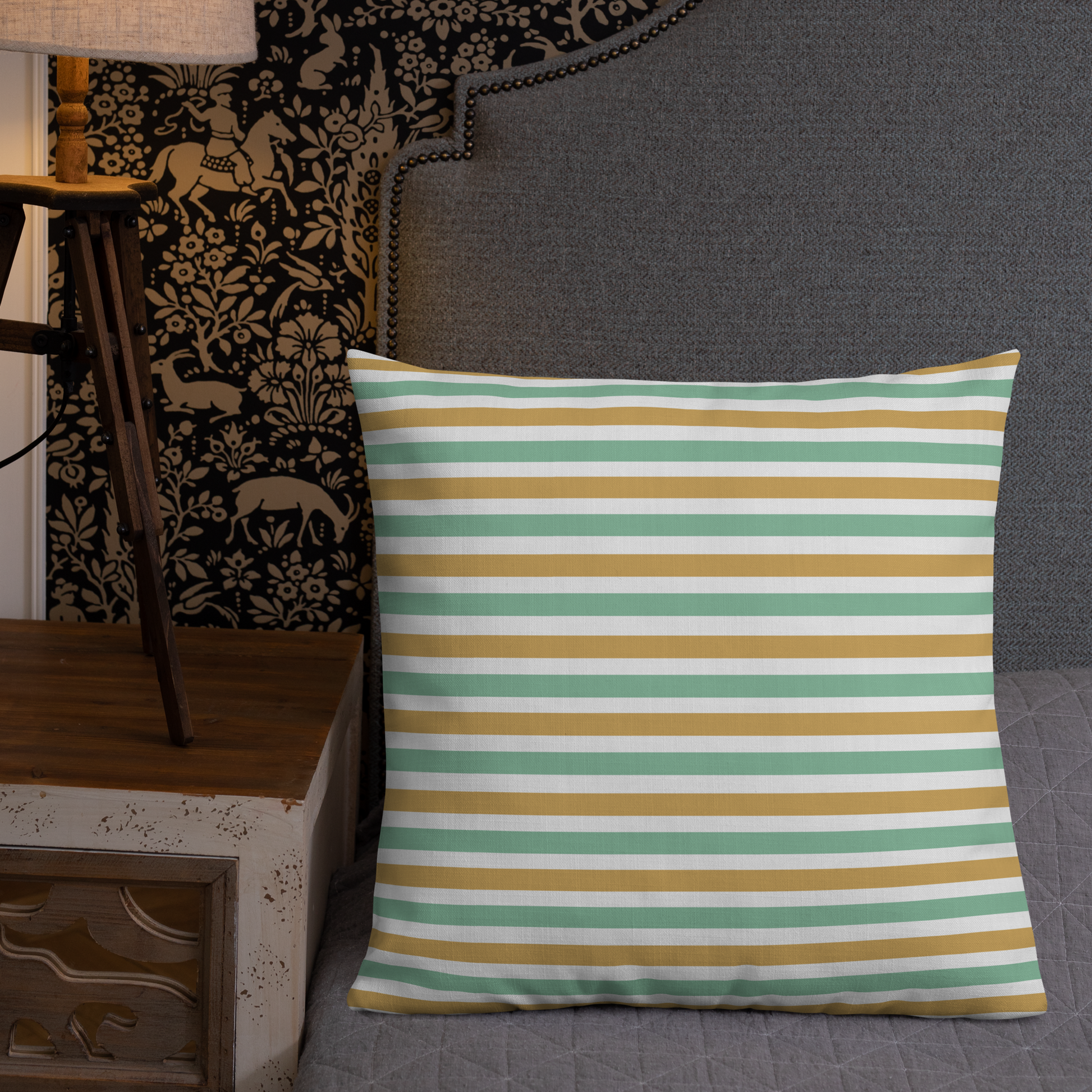 The Jacobean Bloom Stripe Premium Pillow