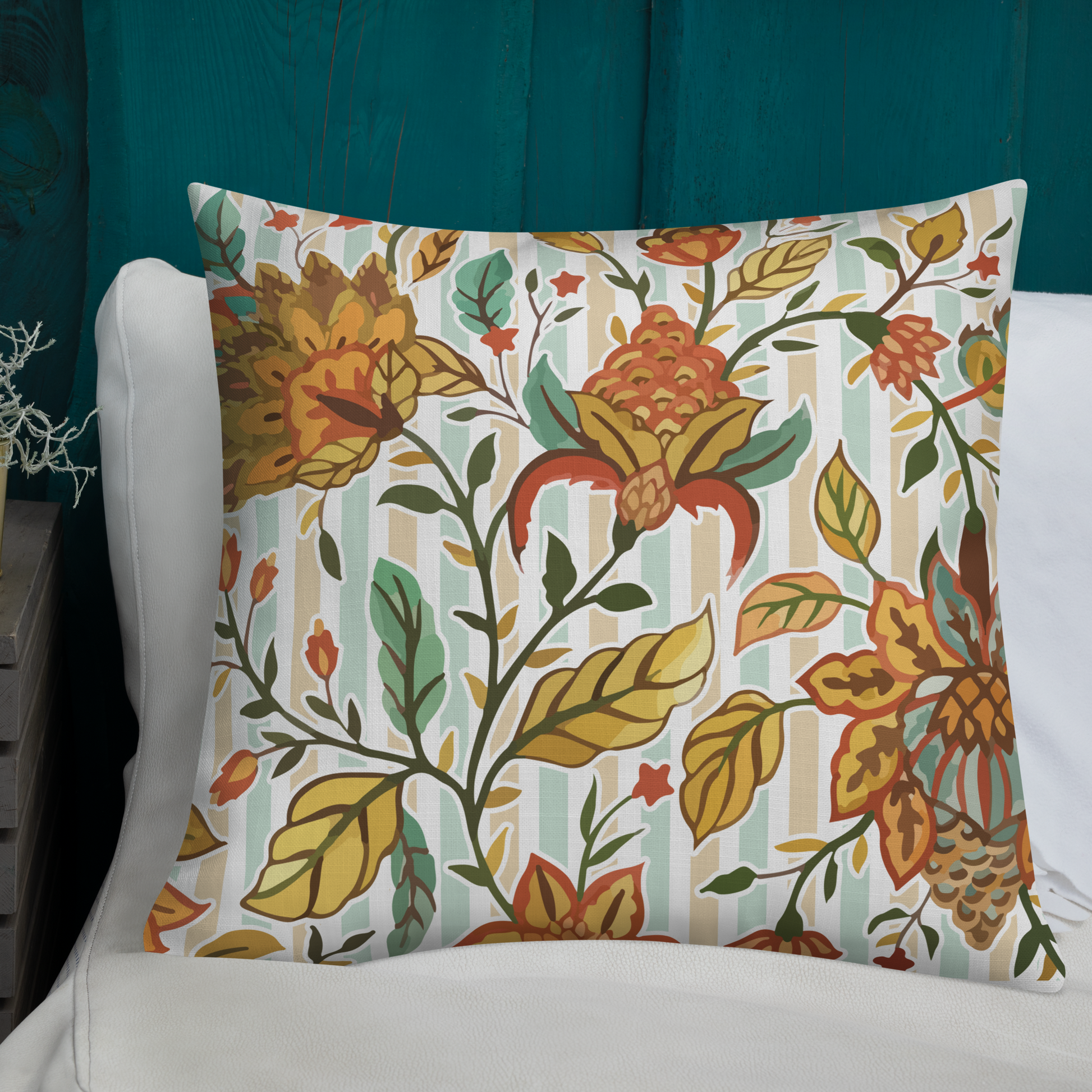 The Jacobean Bloom Stripe Premium Pillow