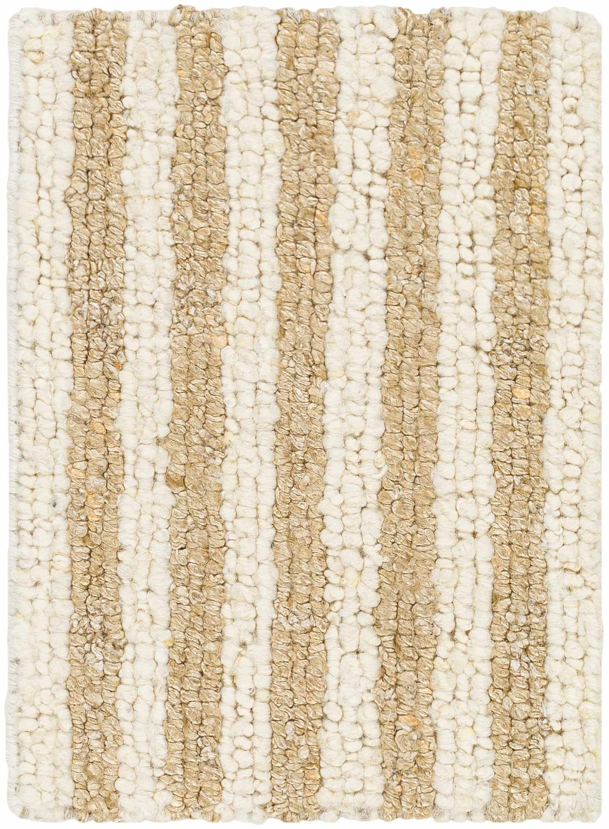 Ivory Geometric Hand-Woven Wool Rug, view 3