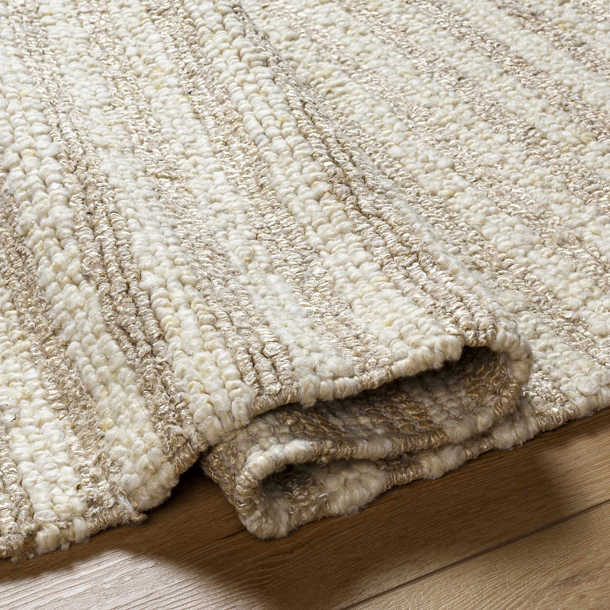 Ivory Geometric Hand-Woven Wool Rug, view 2