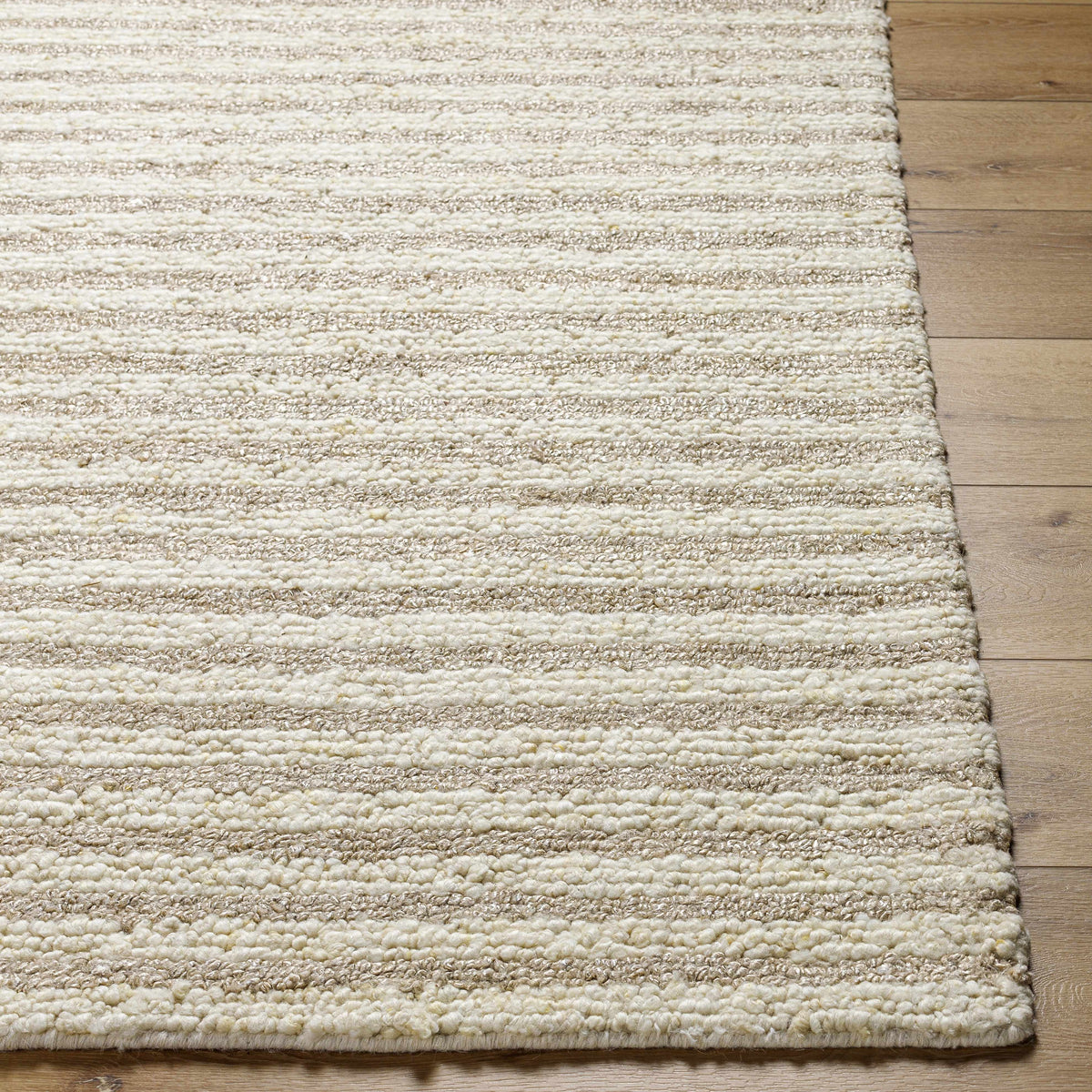 Ivory Geometric Hand-Woven Wool Rug, view 5
