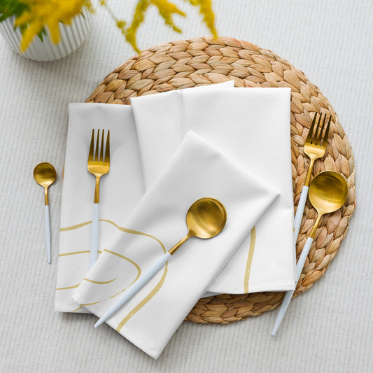 White Golden Cloth Napkin Set