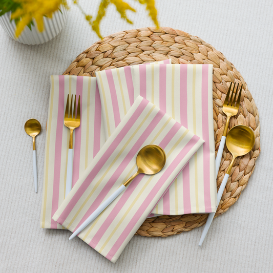 Pink and Cream Cloth Napkin Set