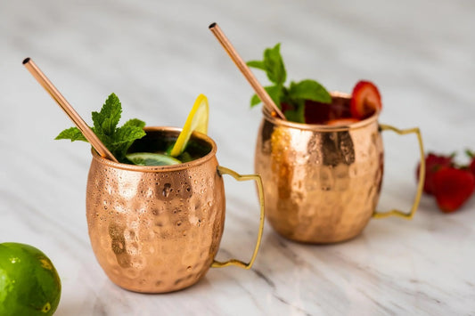 Pure Copper Moscow Mule Mugs & Straw -Gift Set