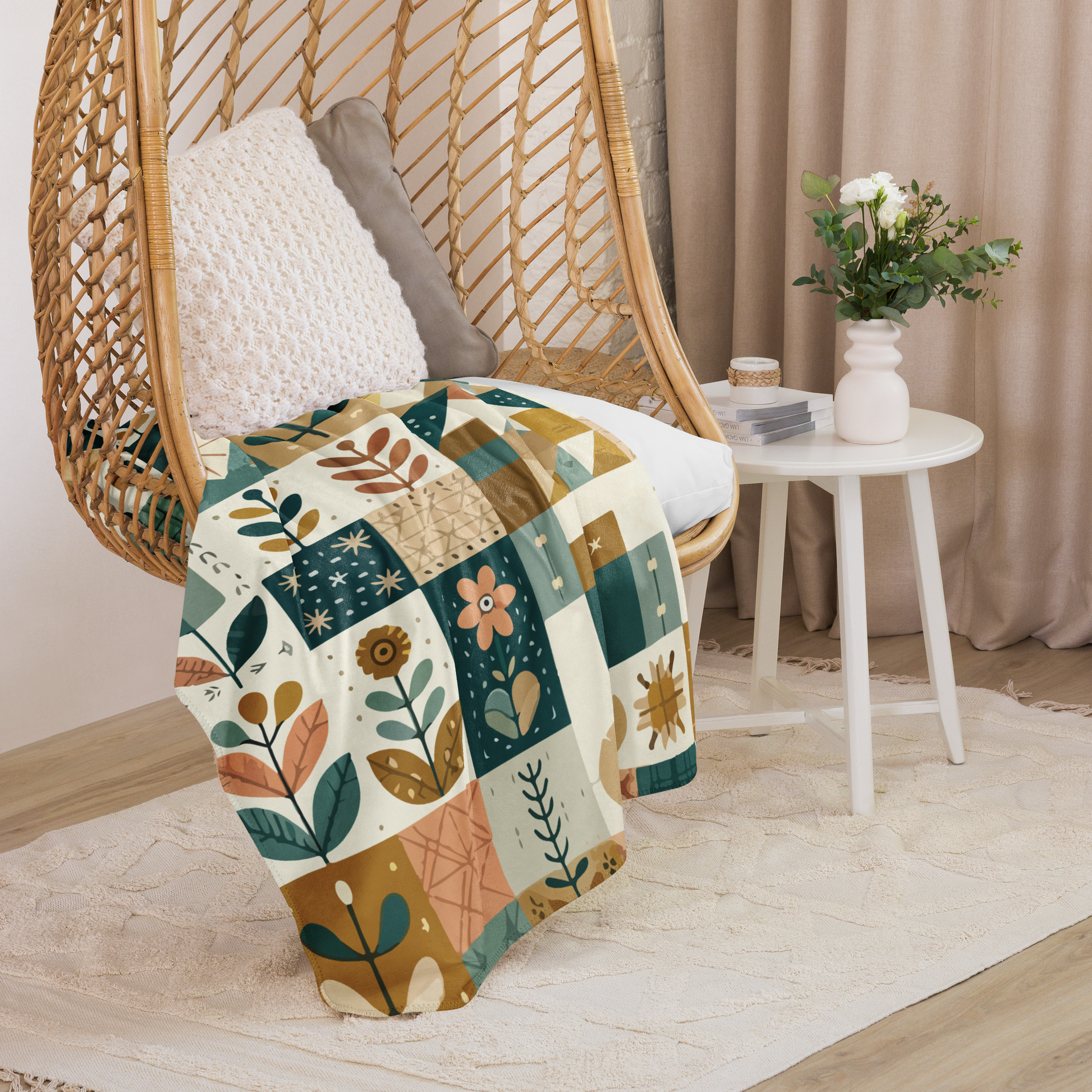 Dreamscape Garden Sherpa Blanket