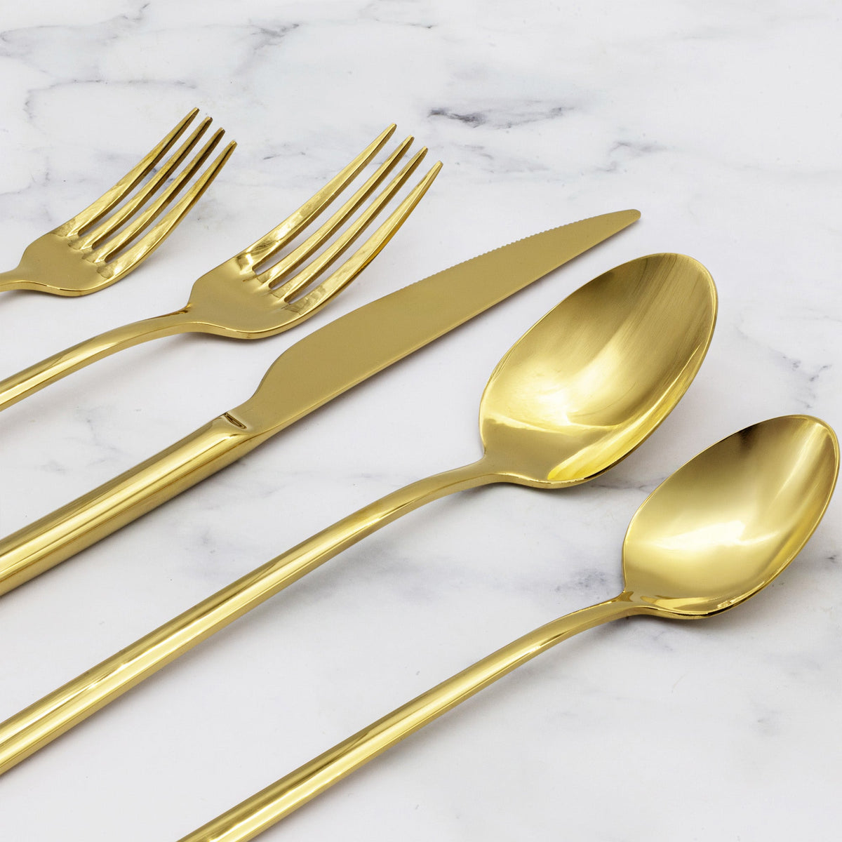 Emilia Mirror 20-Piece Flatware Set, in gold