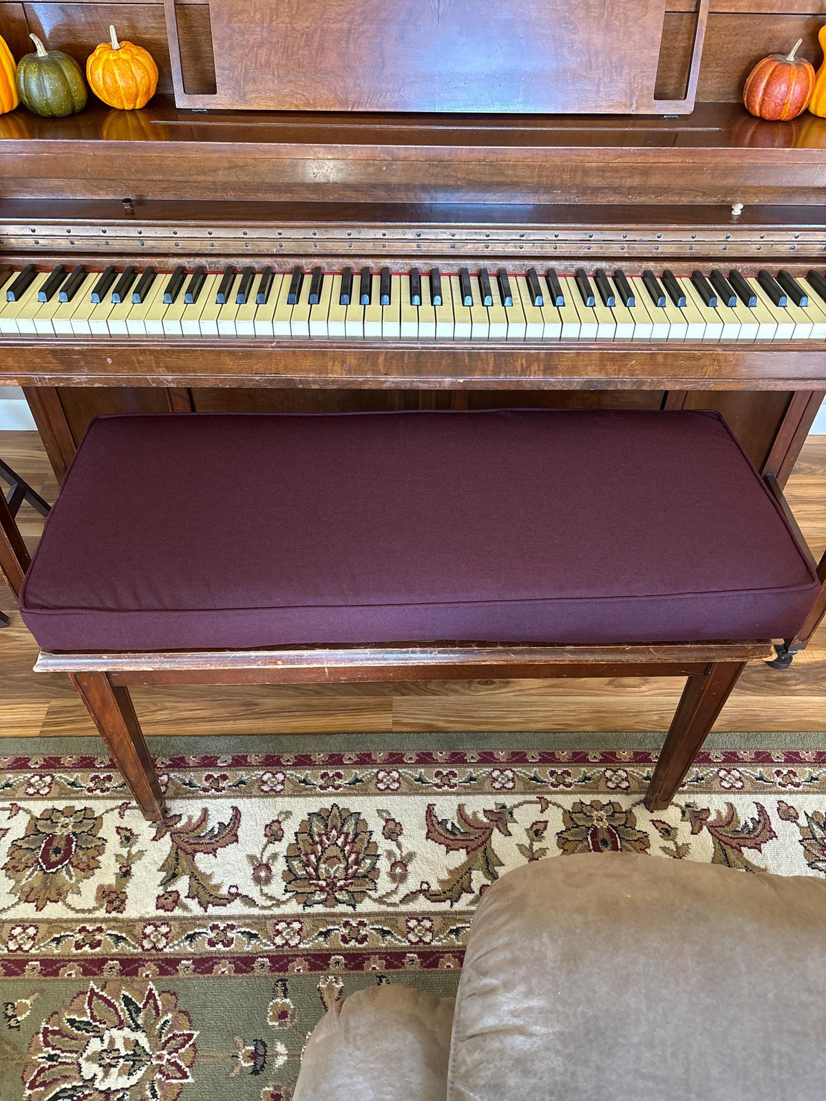 Custom Sunbrella Piano Bench Cover