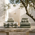 Umbra Australian Cotton Towels, in Sage & Ecru, family set (set of 12)