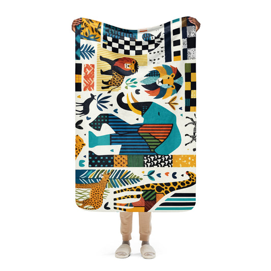 Safari Mosaic Sherpa Blanket