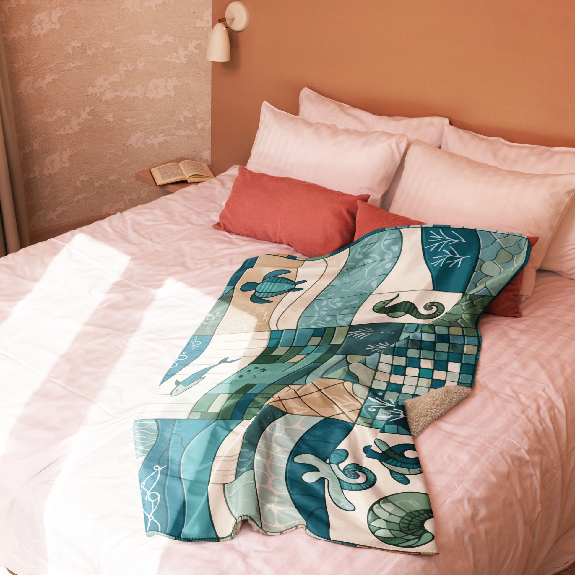 Coral Reef Cadence Sherpa Blanket