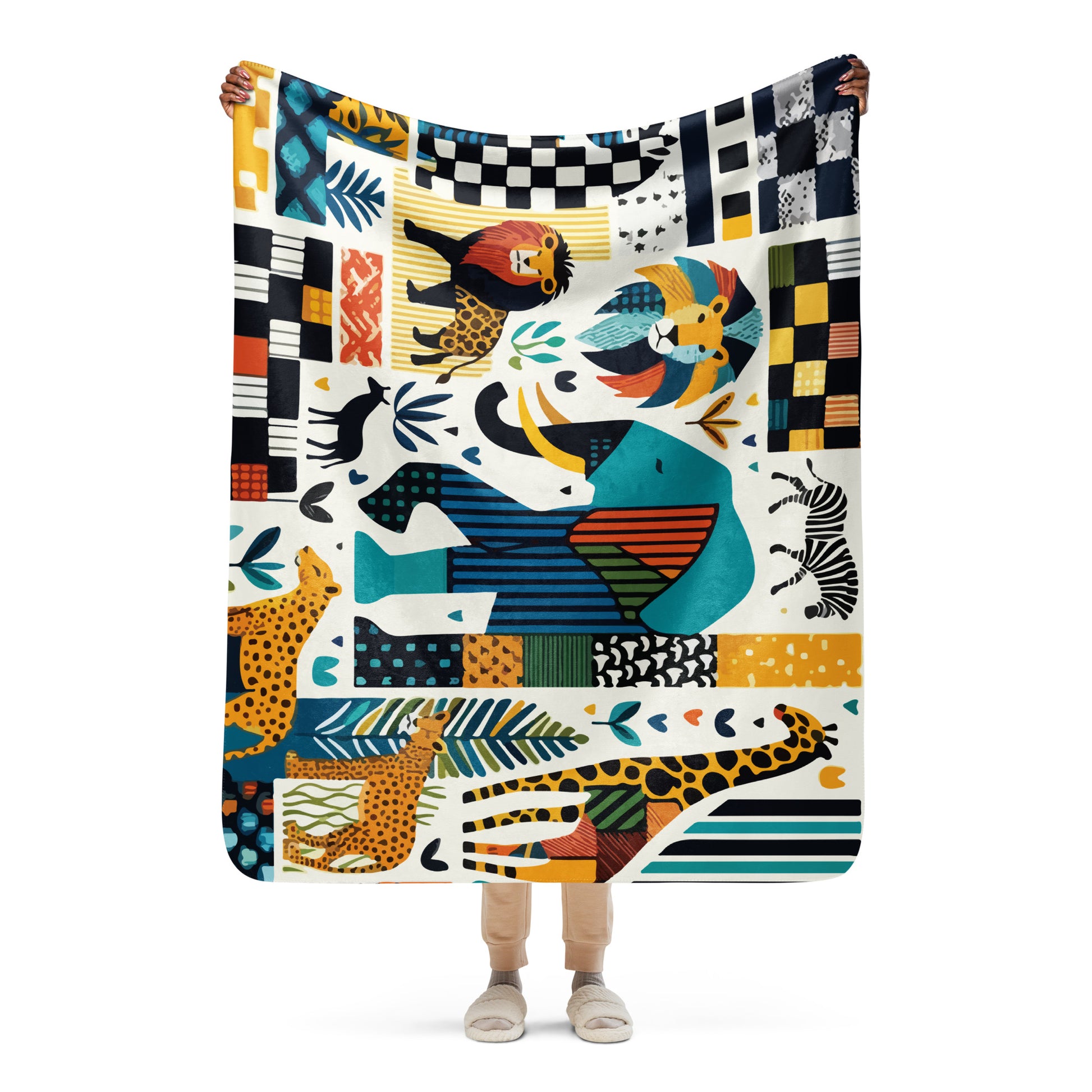 Safari Mosaic Sherpa Blanket