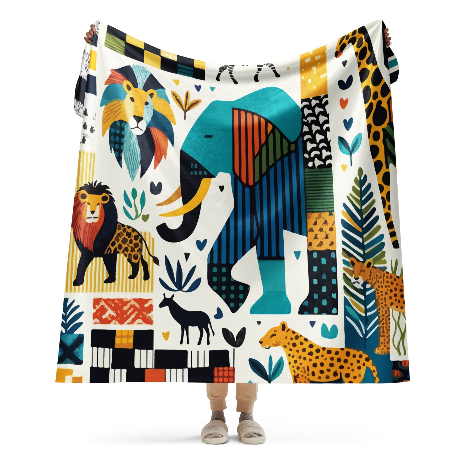 Safari Mosaic Sherpa Blanket