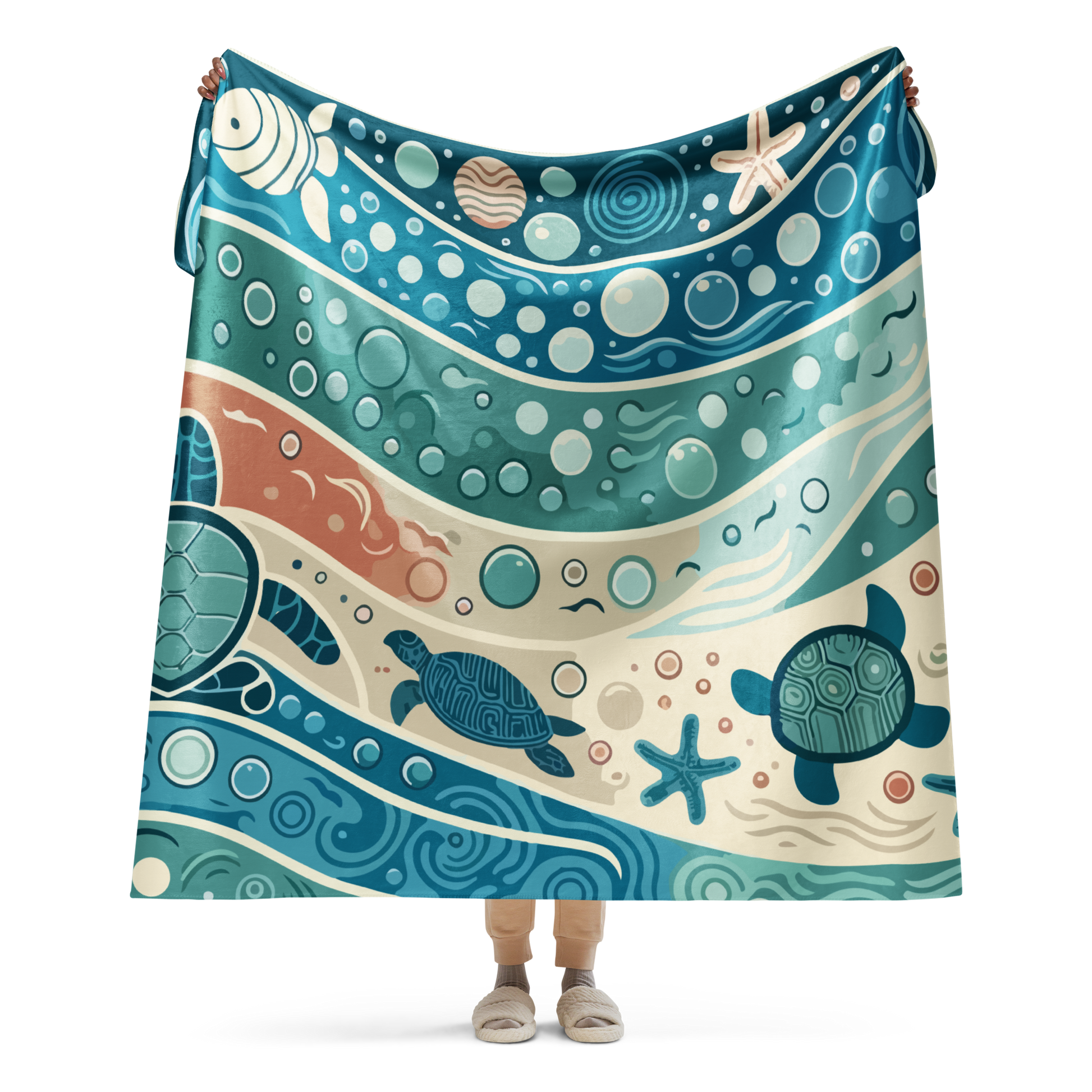 Tidal Harmony Sherpa Blanket