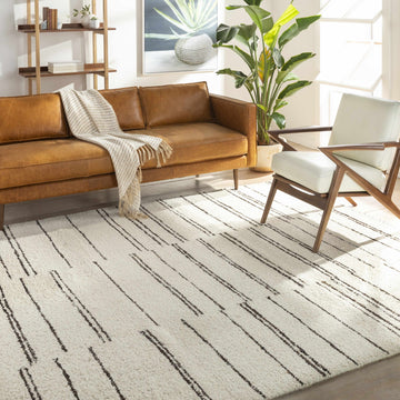 Tarry Hand-Woven Wool Rug in Cream, Black & Brown