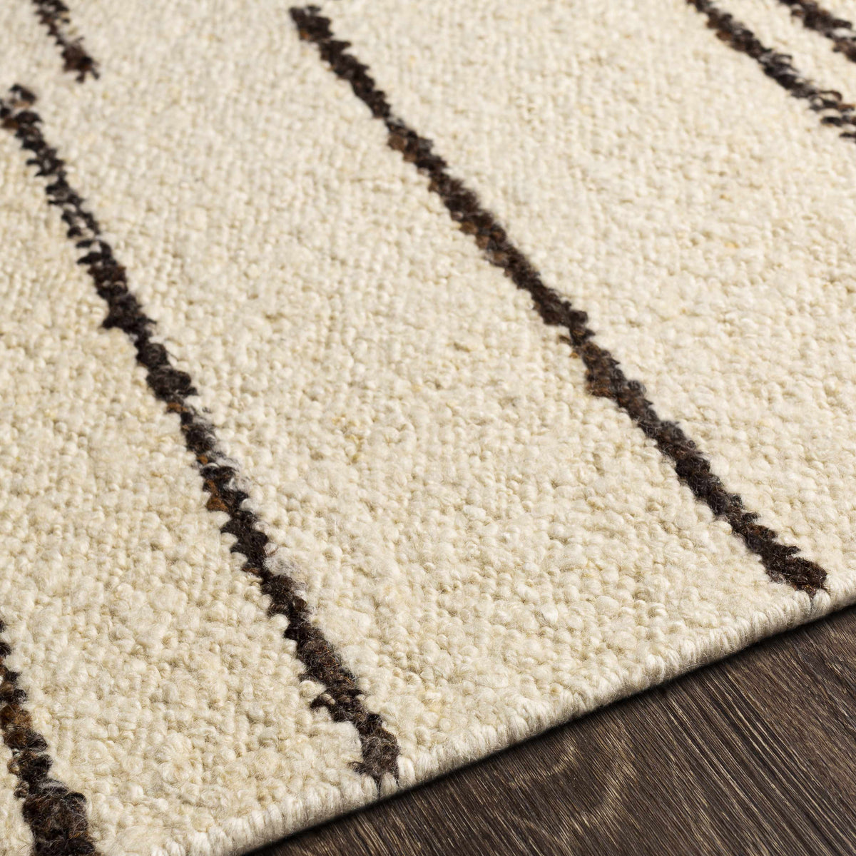 Tarry Hand-Woven Wool Rug in Cream, Black & Brown, view 4