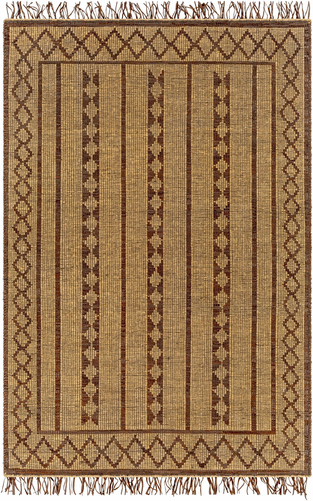Tokyo Diamond Jute & Leather Area Rug