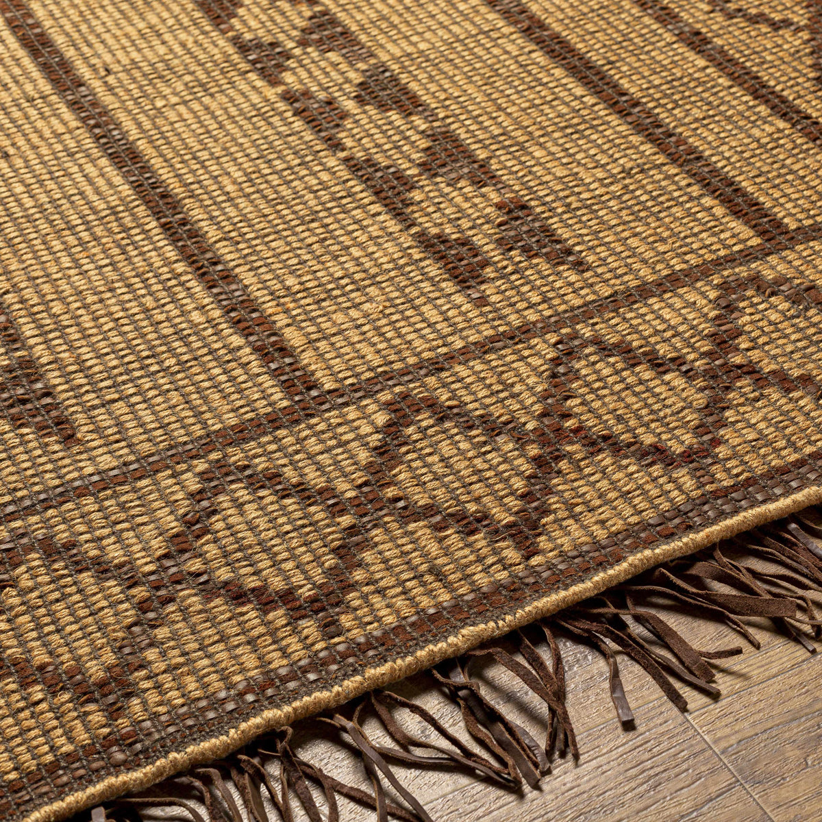 Tokyo Diamond Jute & Leather Area Rug, view 5