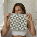 Australian Cotton Towels, in Umbra Sage & Ecru, washcloths (set of 2)